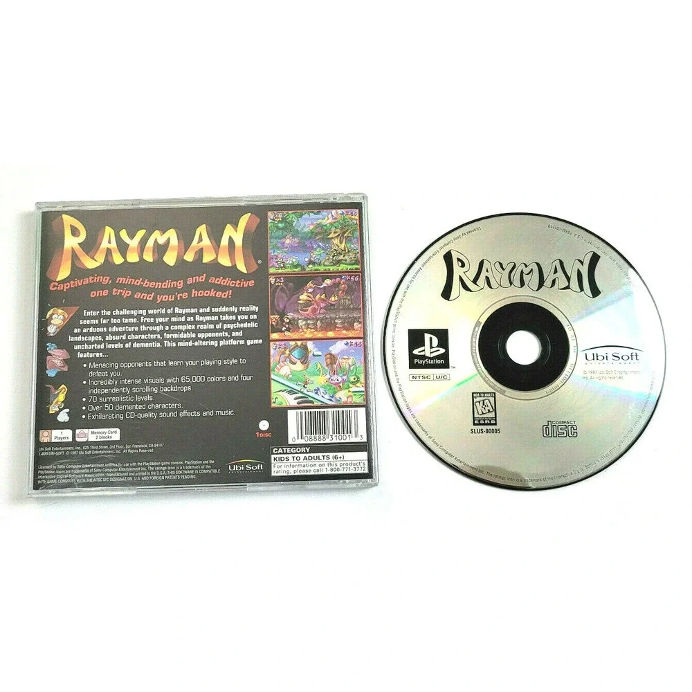 RAYMAN PLAYSTATION 1 PS1 GAME UBISOFT‎ CIB COMPLETE IN BOX GREATEST HITS 1997